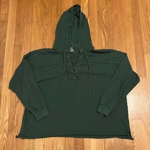 Aerie green distressed pullover hoodie size‎ Xs